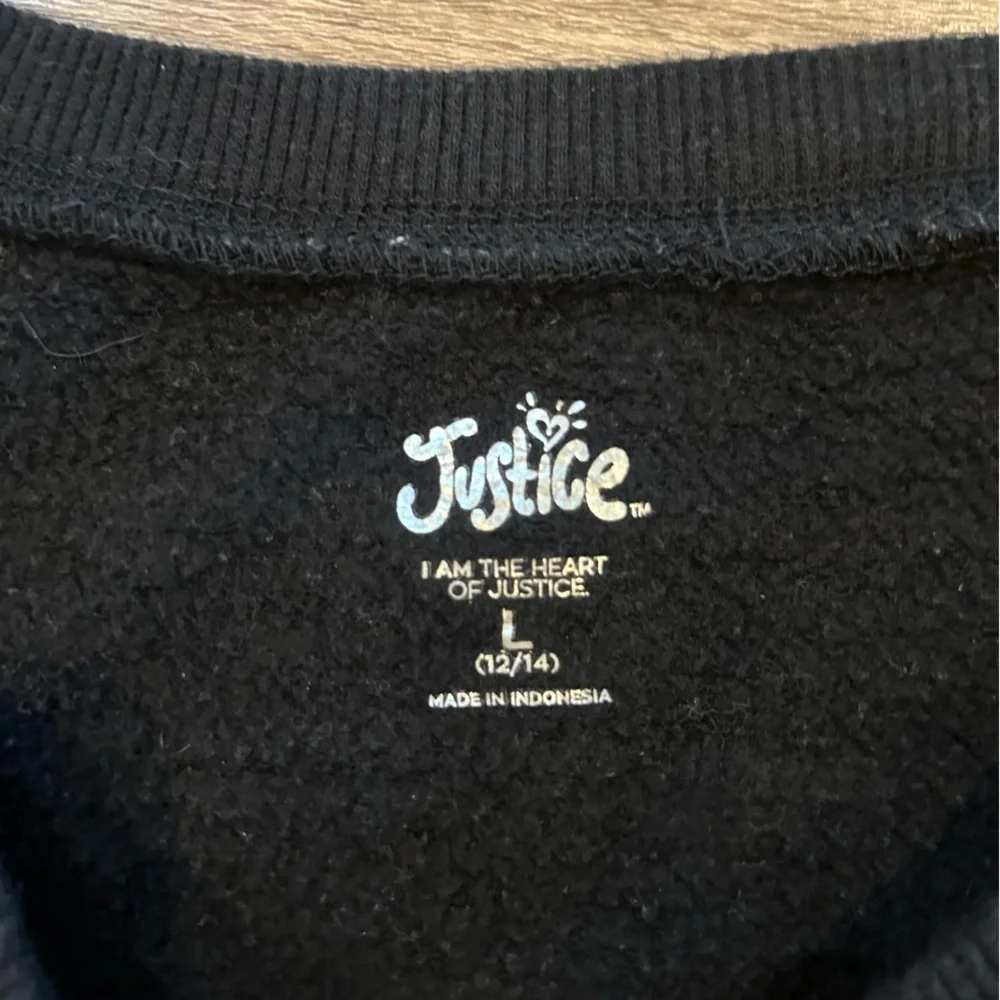 Justice Pink Glitter Logo Sweatshirt Girls L 12/14 Black